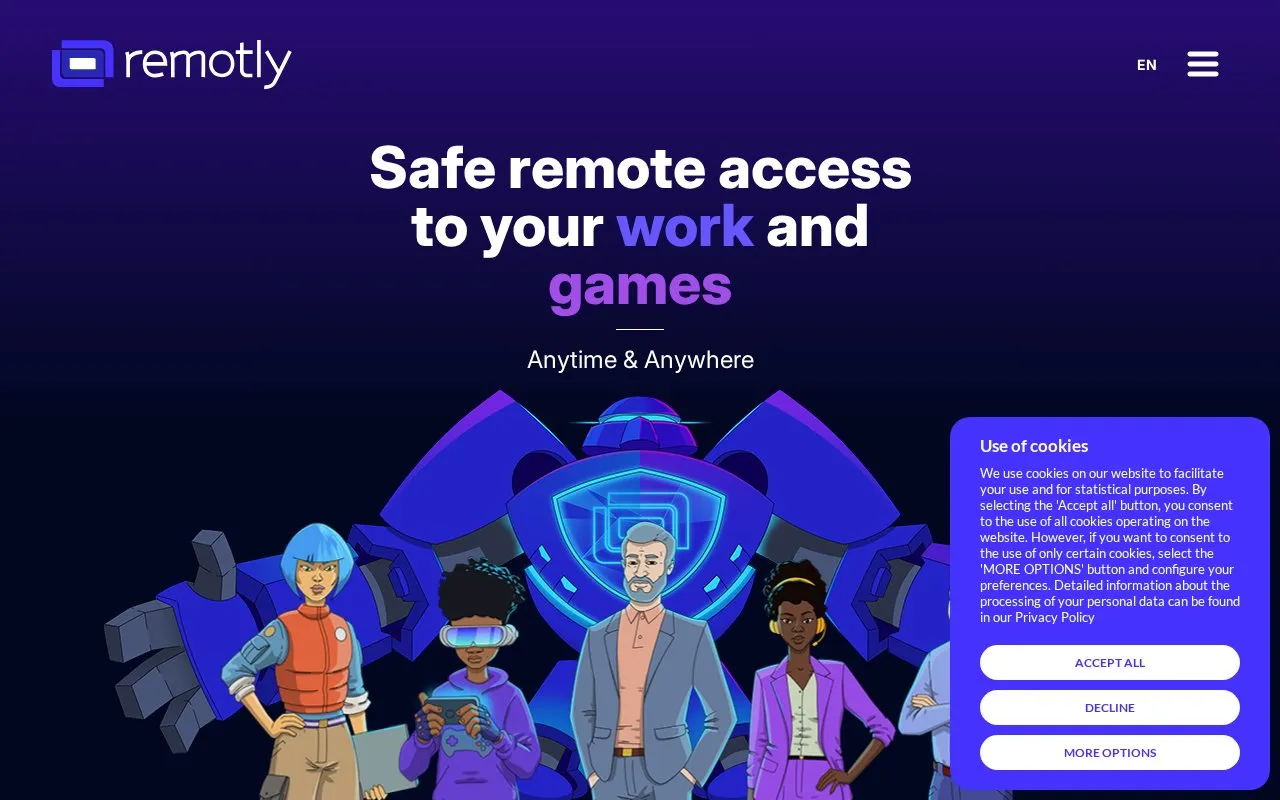 Remotly homepage screenshot