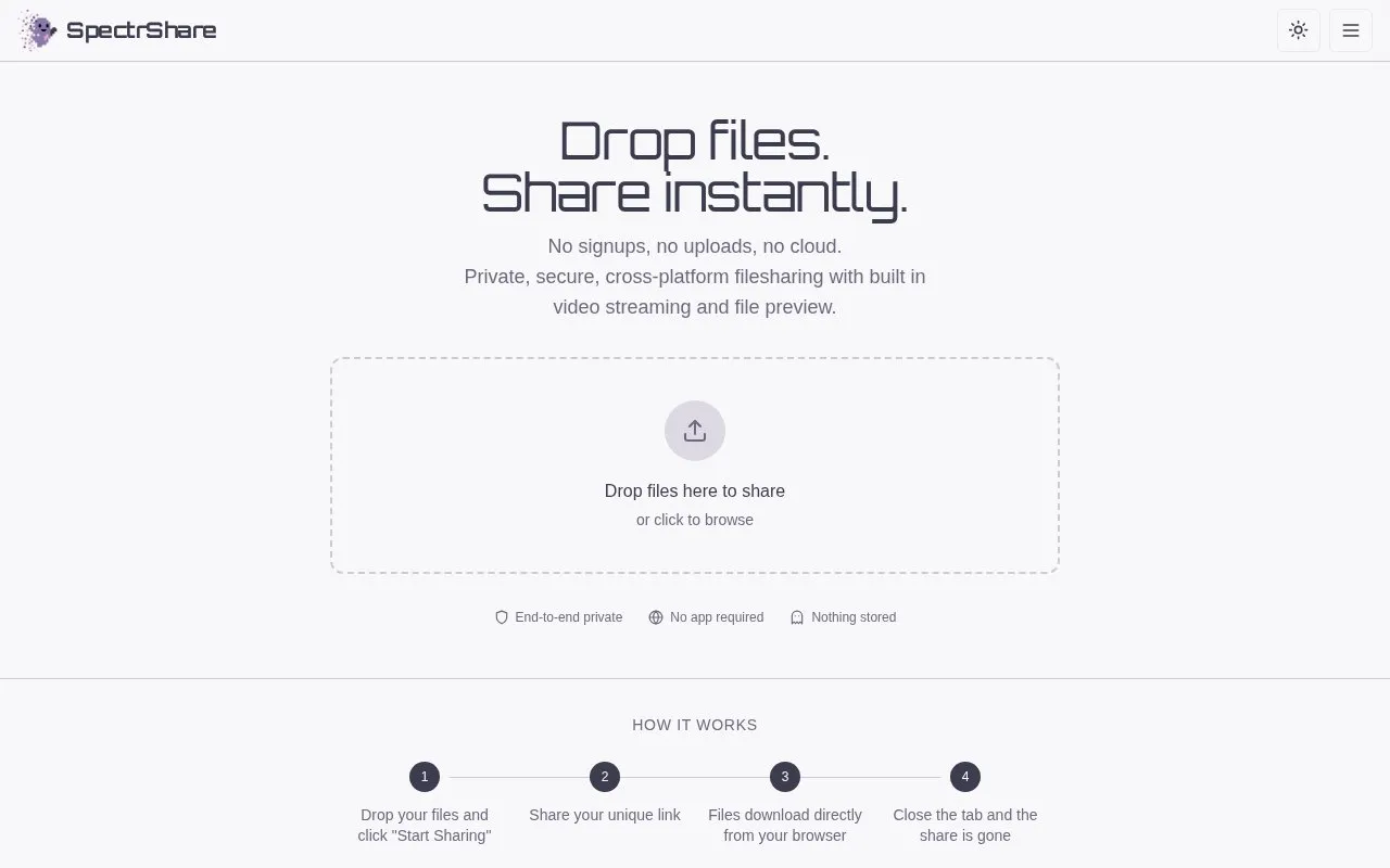 SpectrShare homepage screenshot