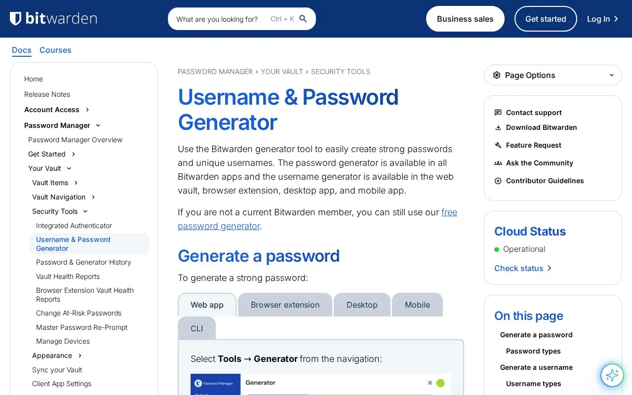 Bitwarden Integration homepage screenshot
