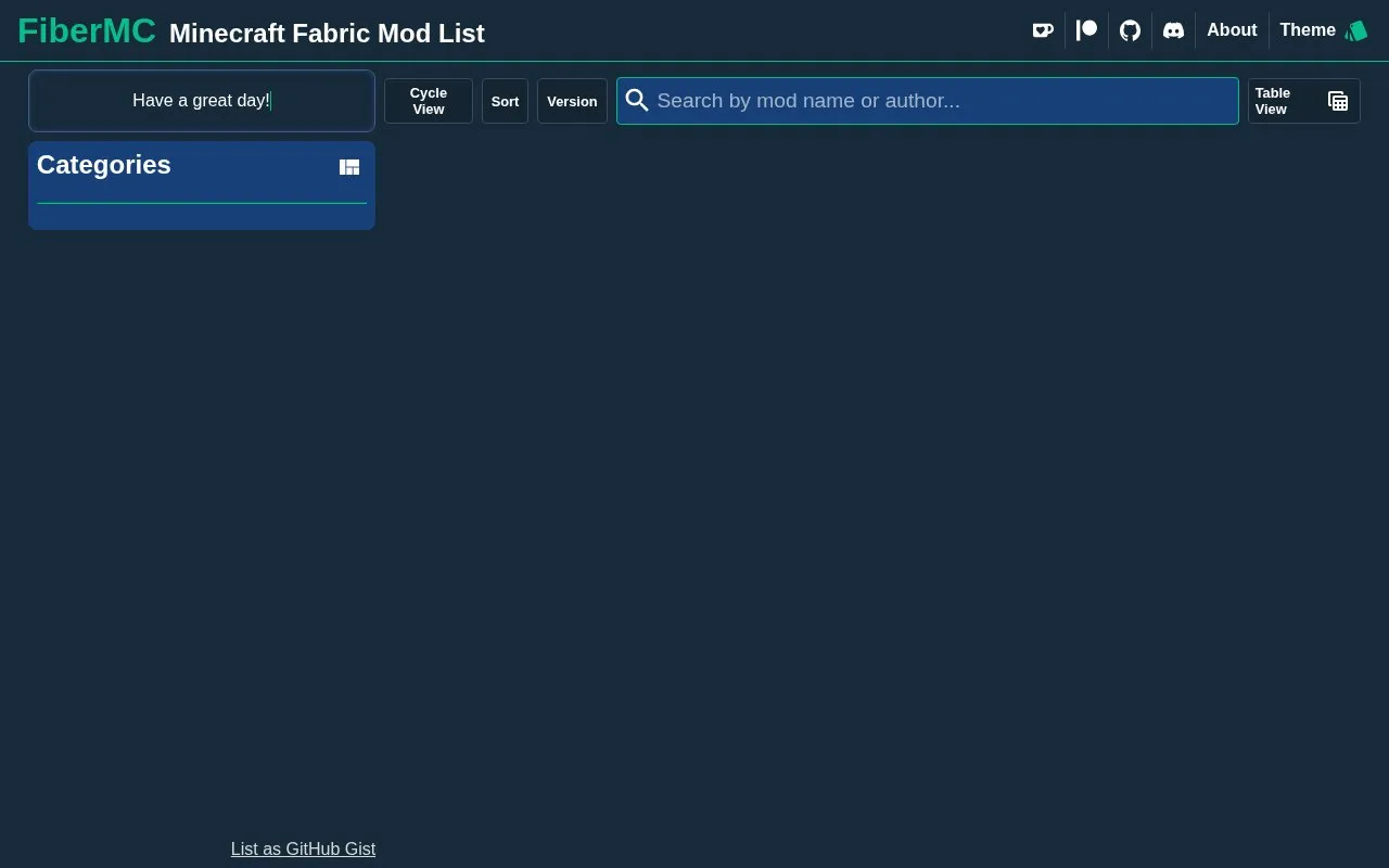 FiberMC homepage screenshot