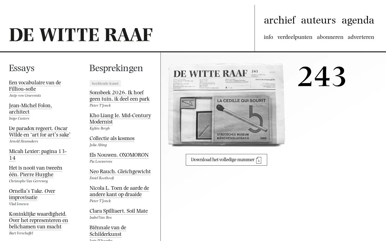 De Witte Raaf homepage screenshot