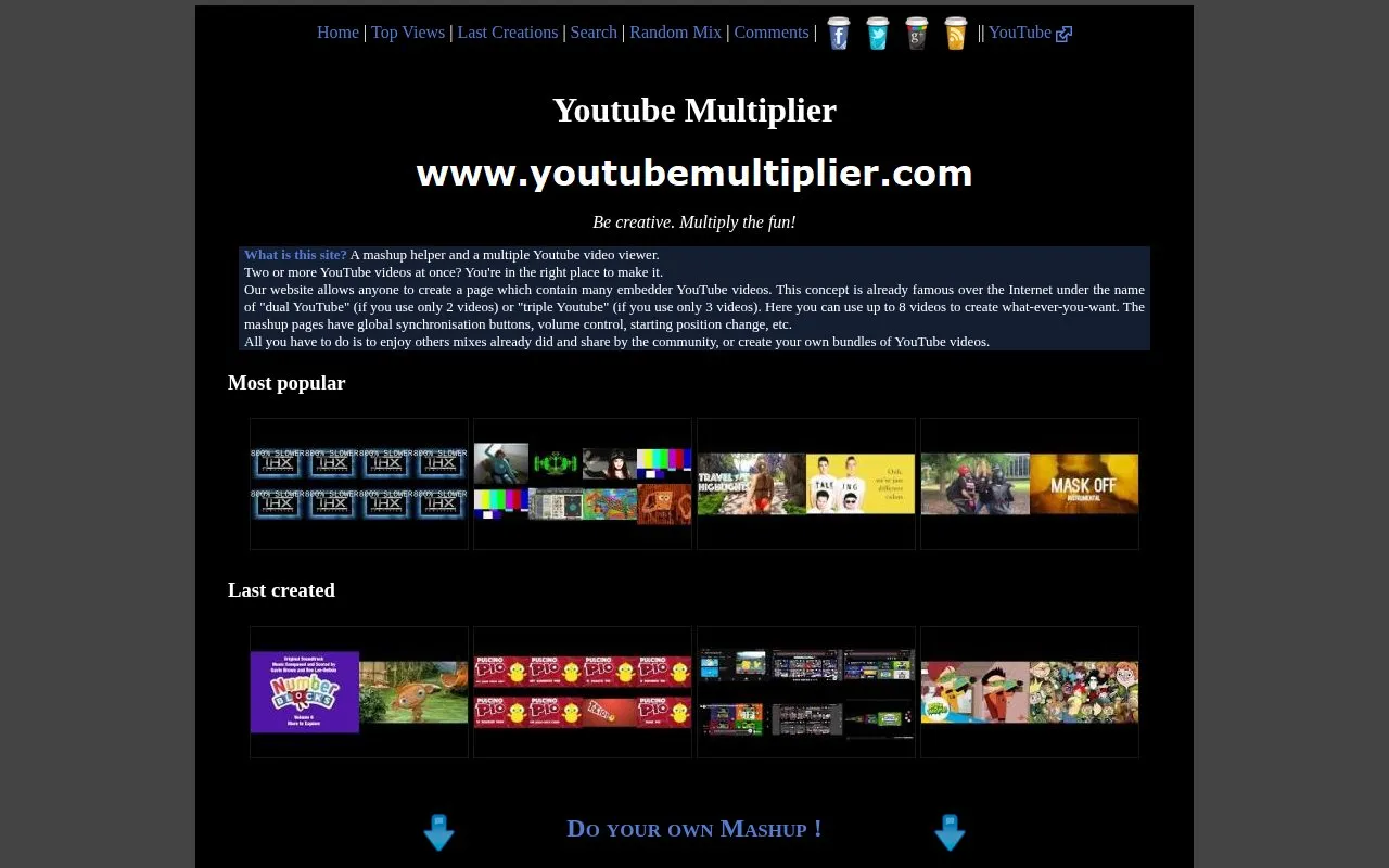 Youtube Multiplier homepage screenshot