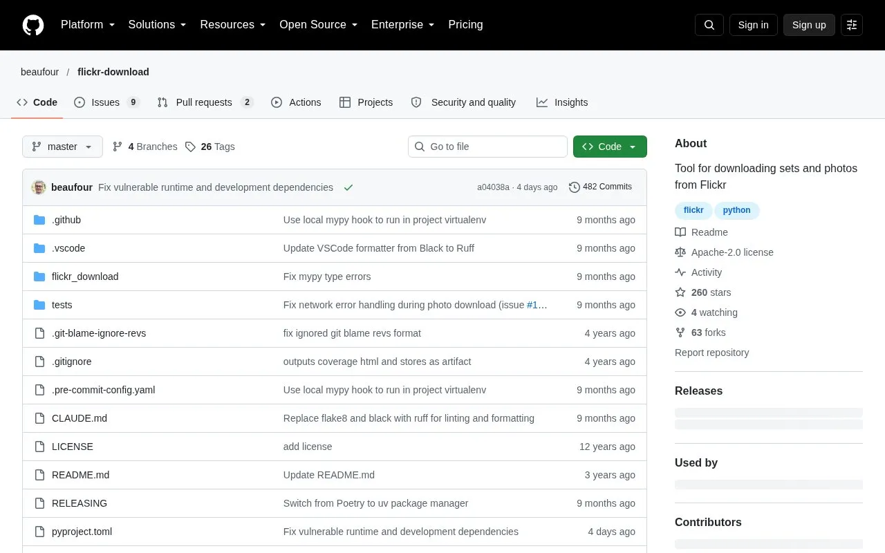 Downloader homepage screenshot