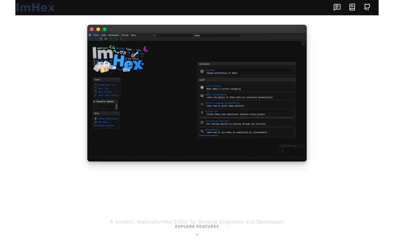 ImHex homepage screenshot