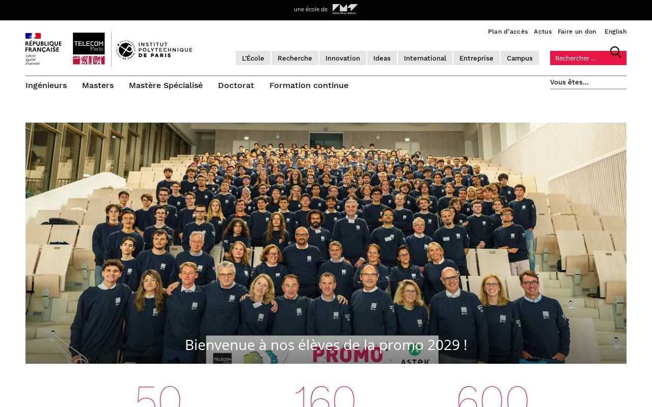 Telecom ParisTech homepage screenshot