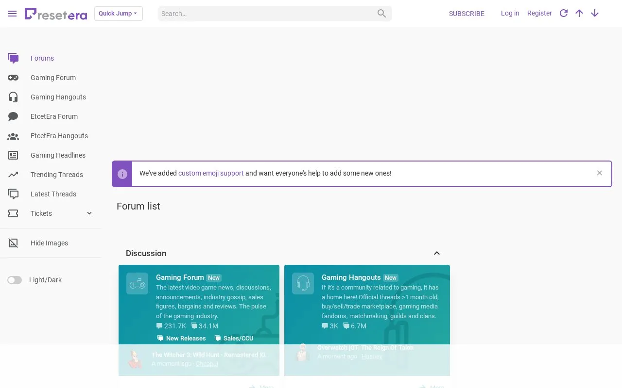 ResetEra homepage screenshot