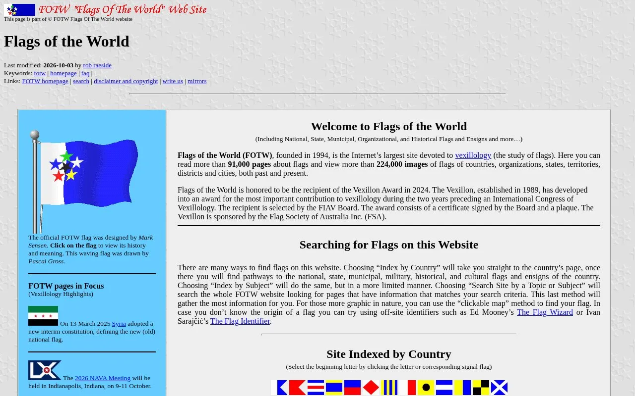 Flags of the World homepage screenshot
