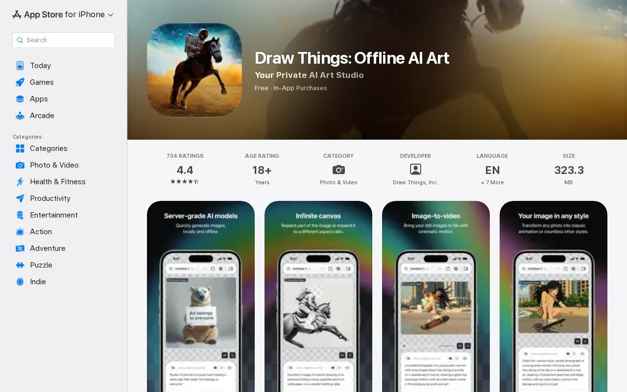 Draw Things homepage screenshot