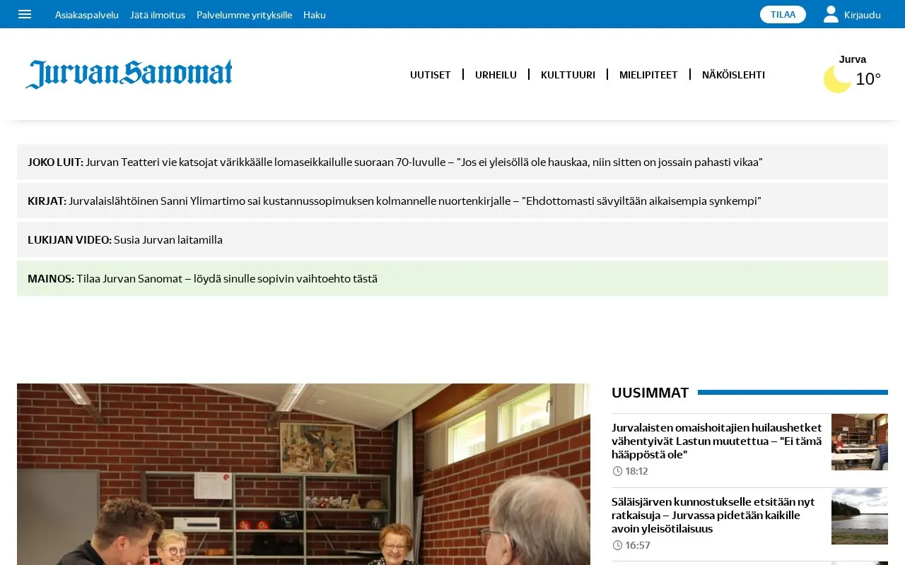 Jurvan Sanomat homepage screenshot