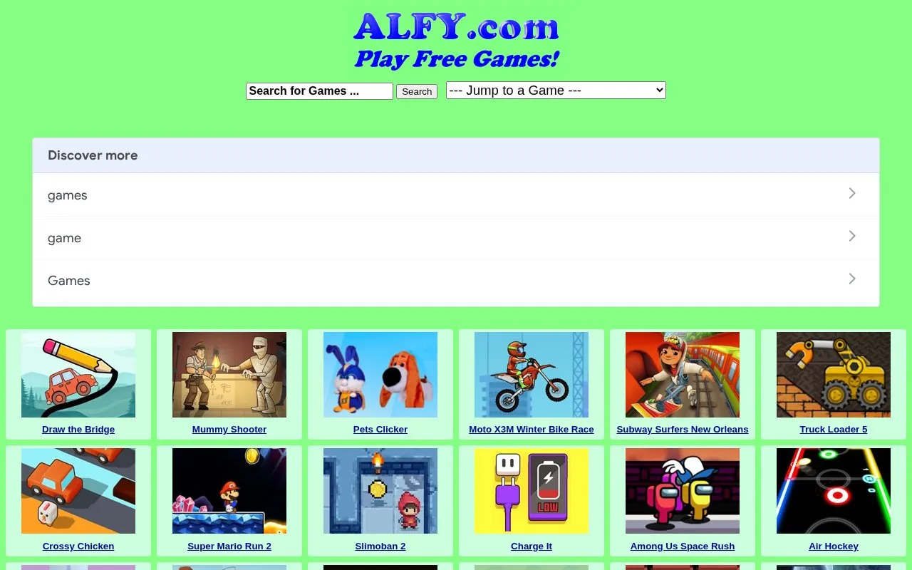 Alfy homepage screenshot