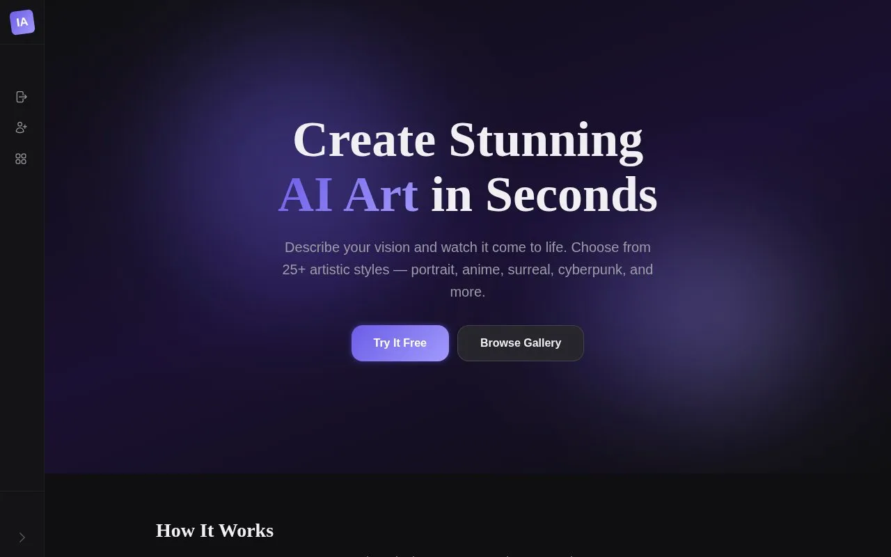 InstantArt homepage screenshot