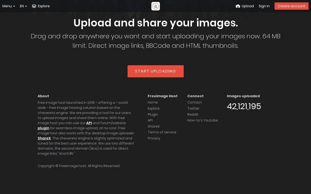 Freeimage.host homepage screenshot