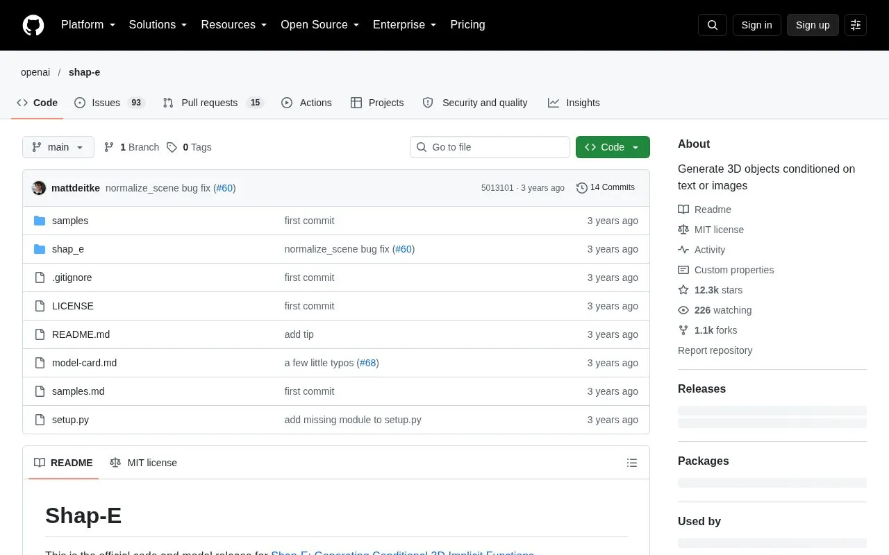 Shap-e homepage screenshot