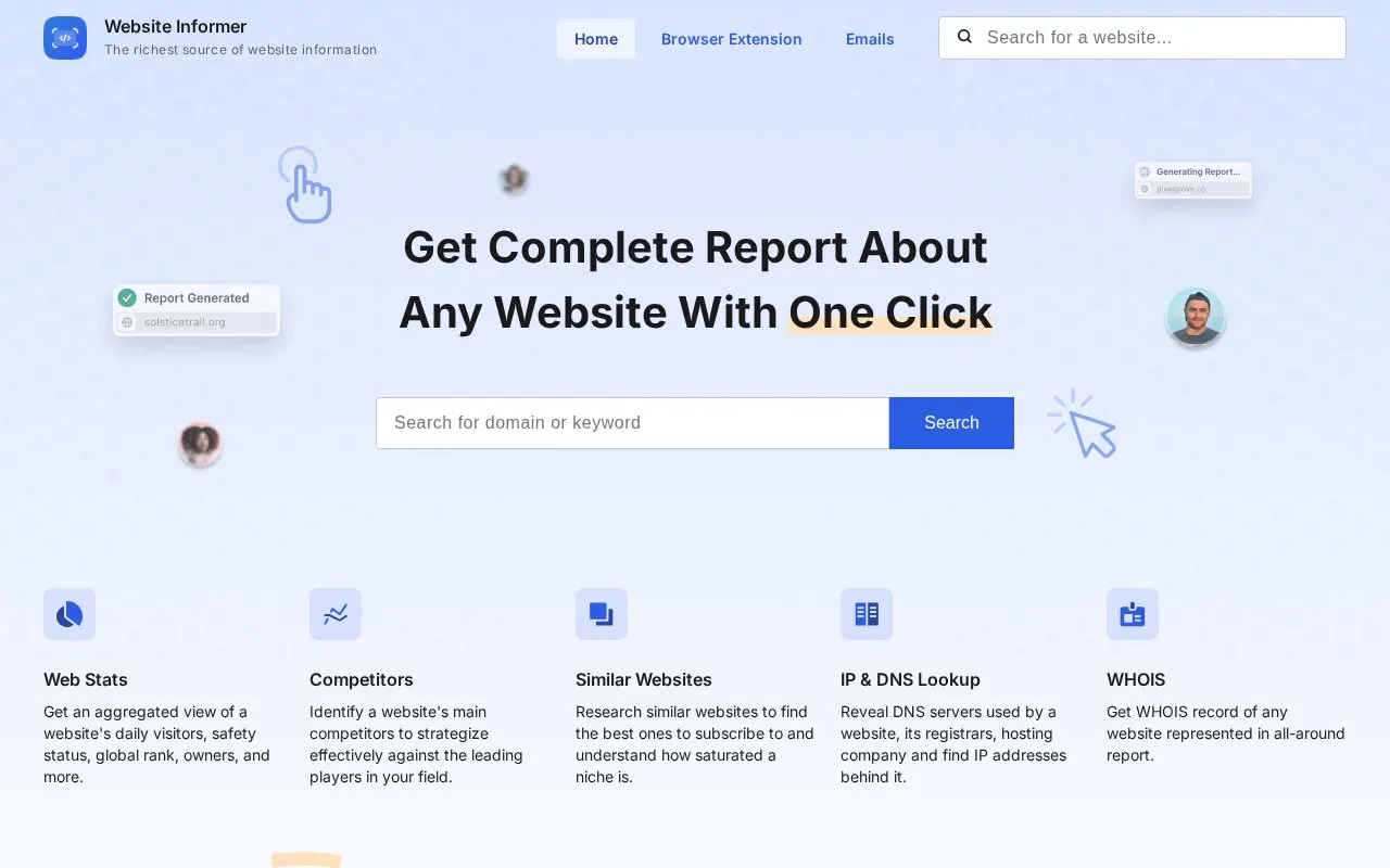 Website Informer homepage screenshot