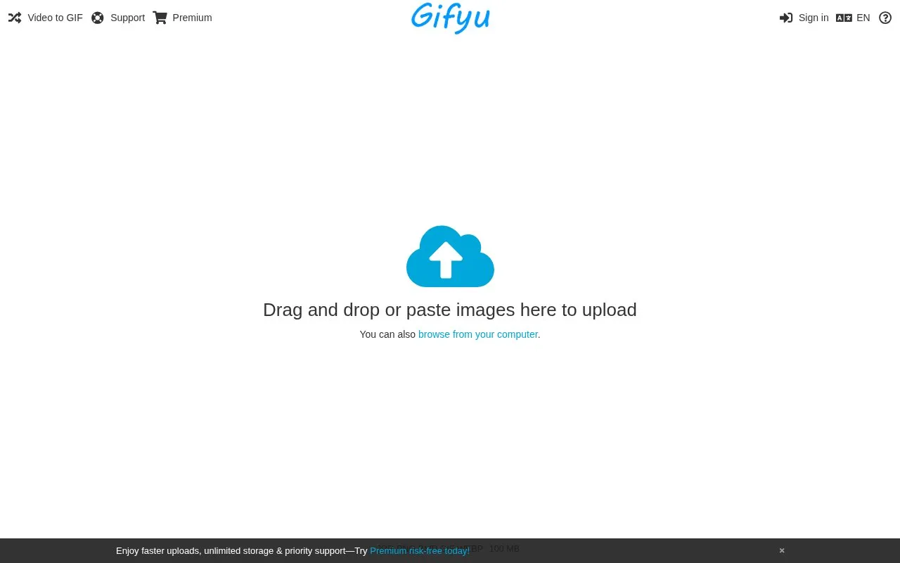 Gifyu homepage screenshot
