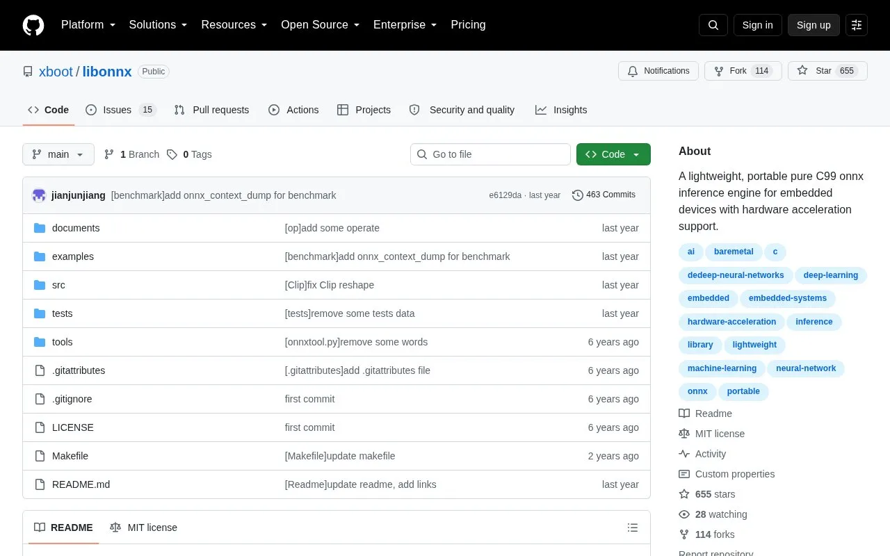 libonnx homepage screenshot