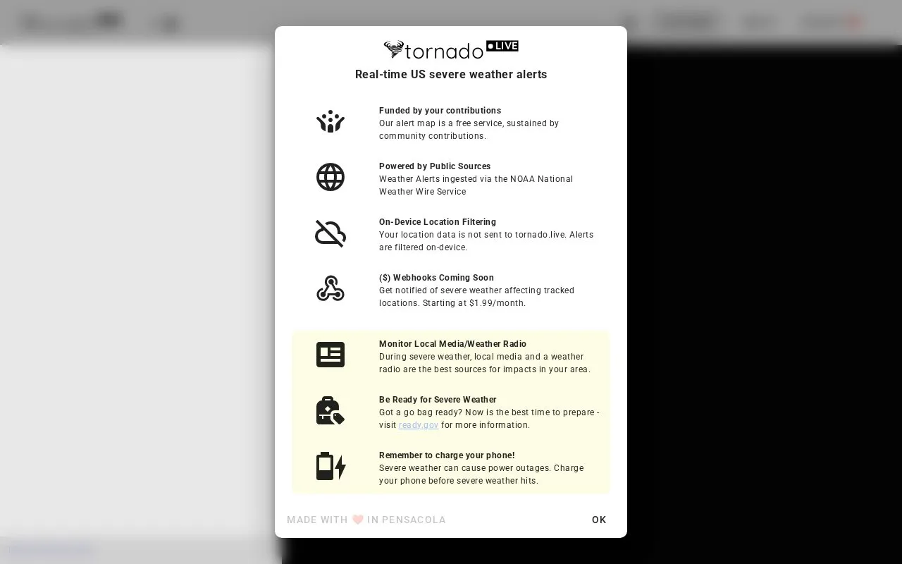 tornado.live homepage screenshot
