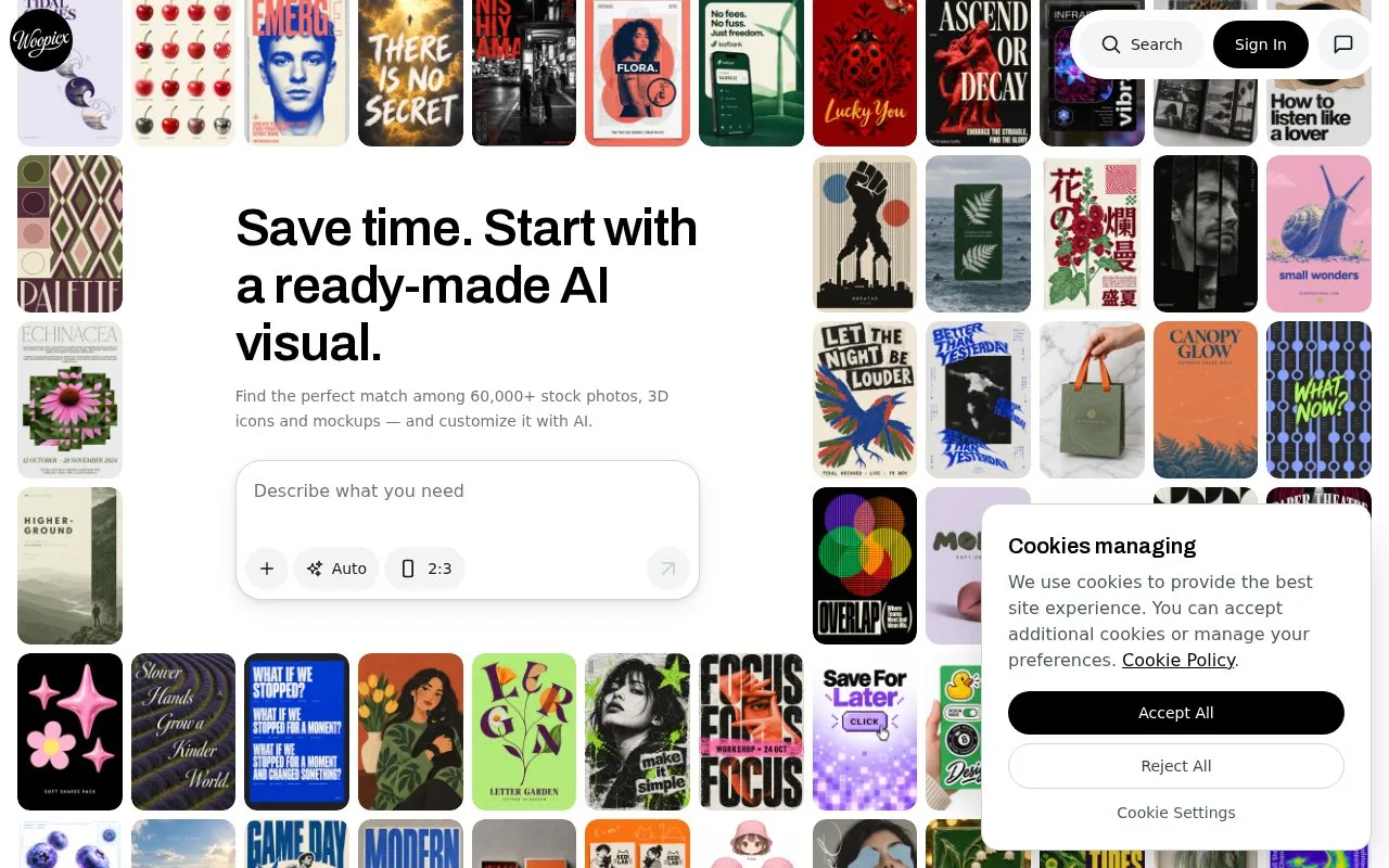Woopicx homepage screenshot