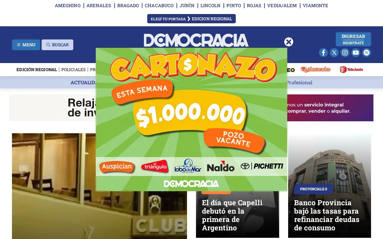 Diario Democracia homepage screenshot
