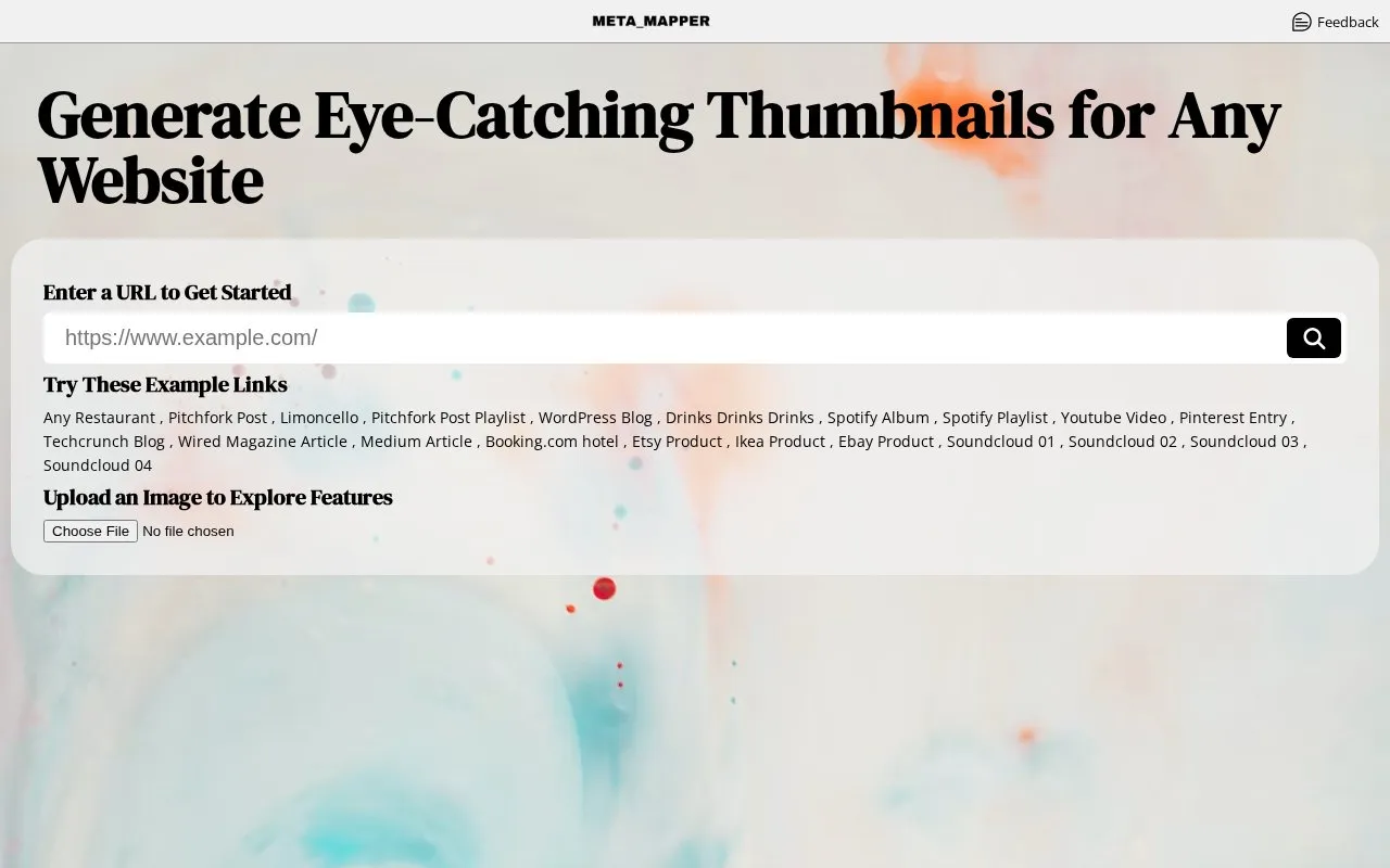 Meta-Mapper homepage screenshot