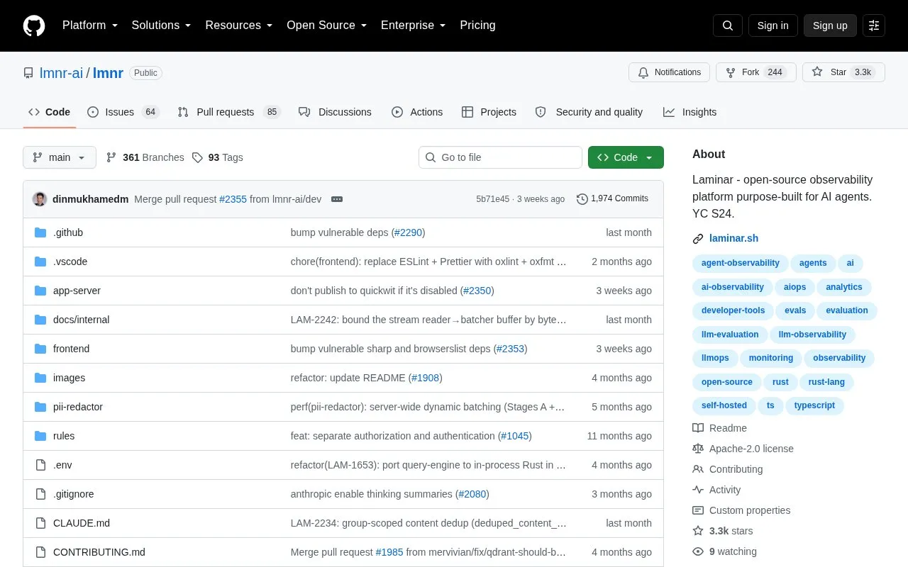 Laminar homepage screenshot