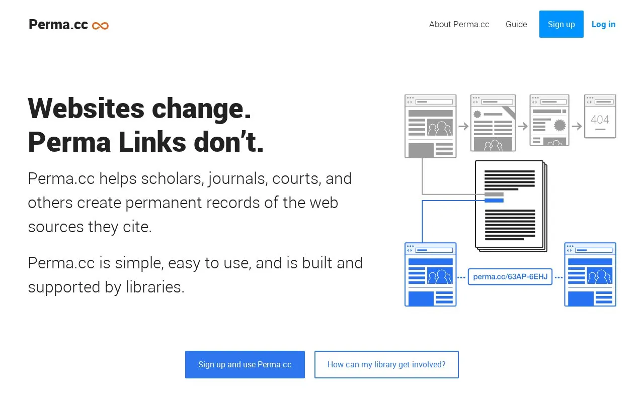 Perma.cc homepage screenshot