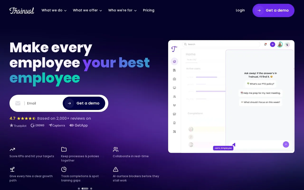 Trainual homepage screenshot