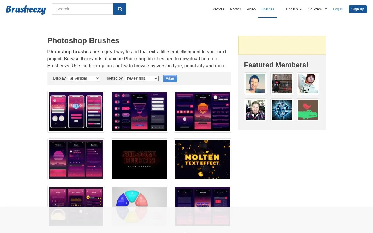 Brusheezy homepage screenshot
