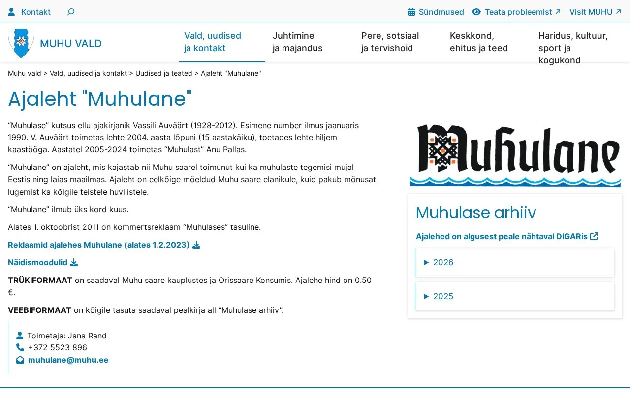 Muhulane homepage screenshot