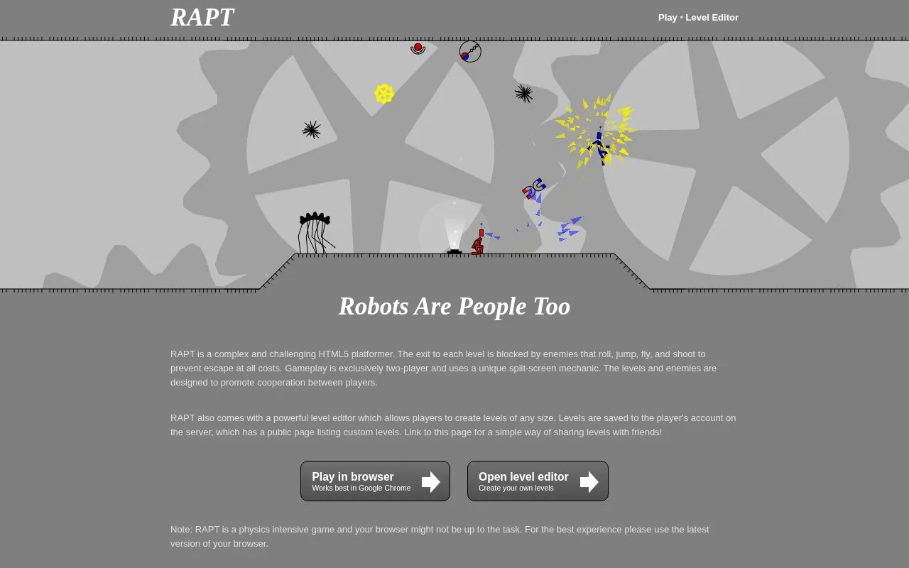 Raptjs homepage screenshot