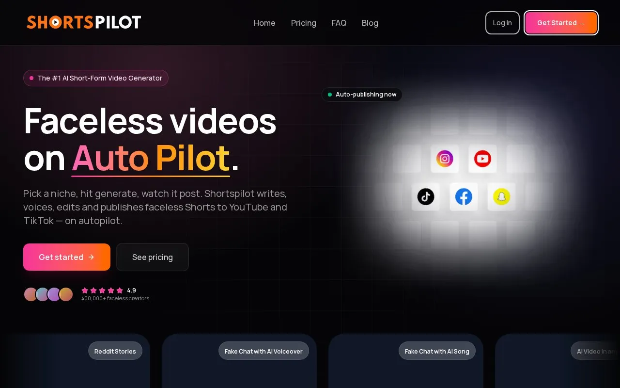 Shortspilot AI homepage screenshot
