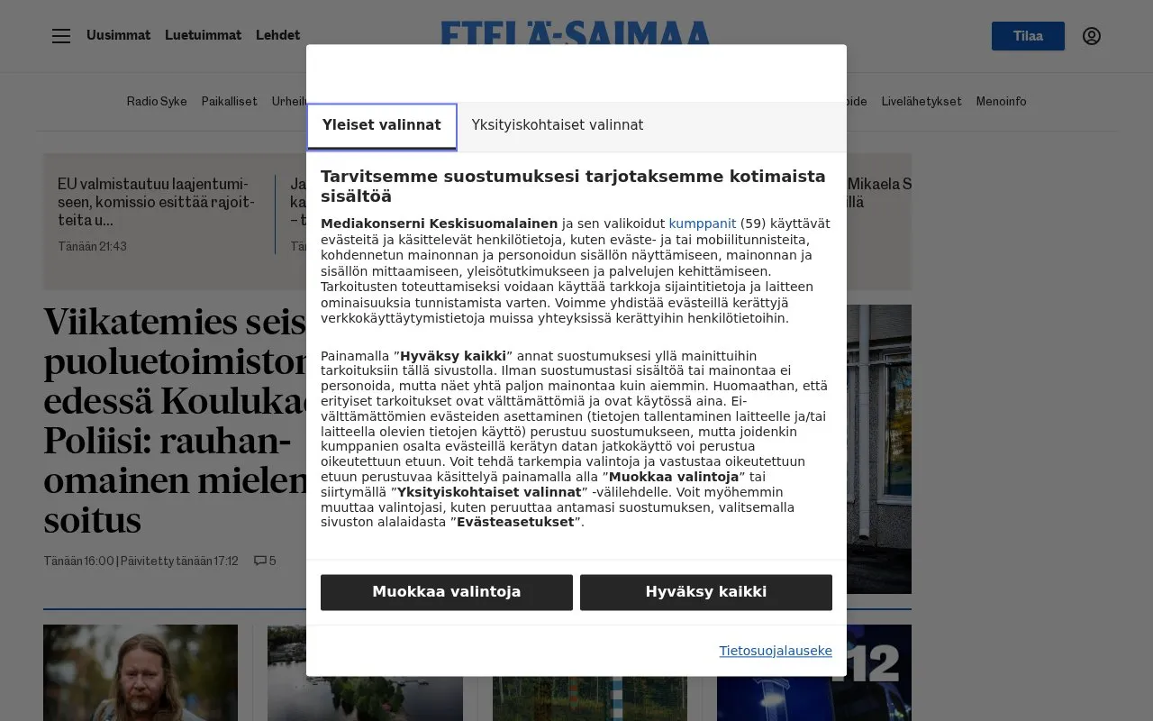 Etelä-Saimaa homepage screenshot
