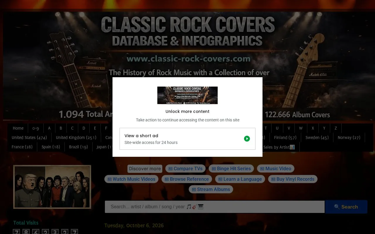 Classic Rock Covers homepage screenshot