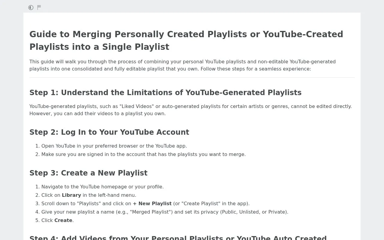 YouTubePlaylistMerge homepage screenshot