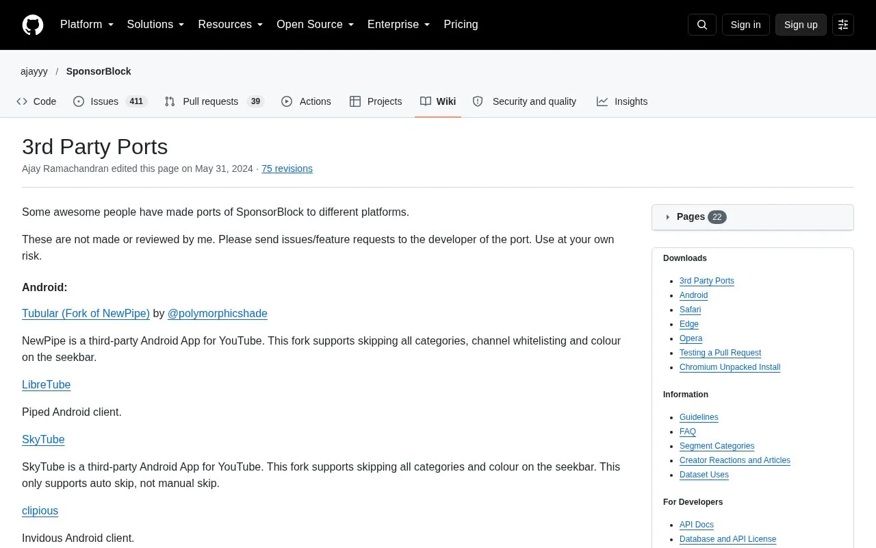 Ports homepage screenshot