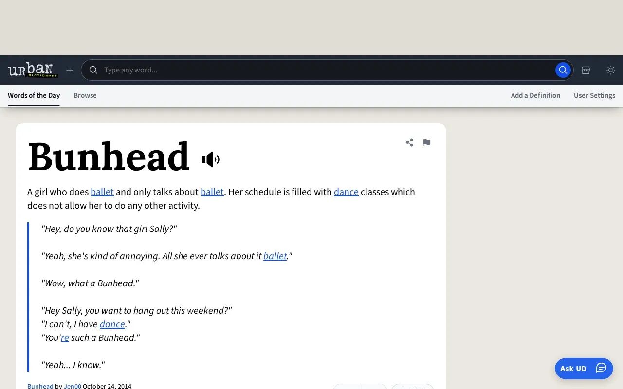 UrbanDictionary homepage screenshot