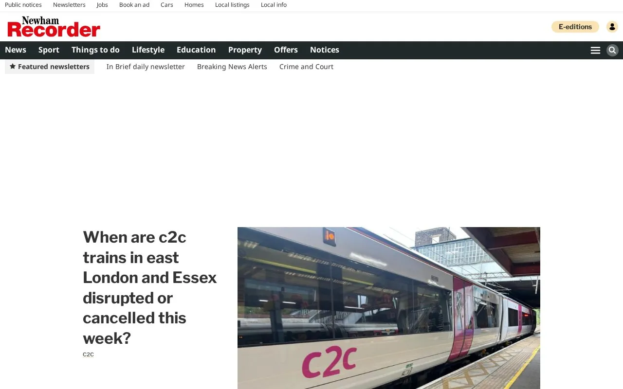Newham Recorder homepage screenshot