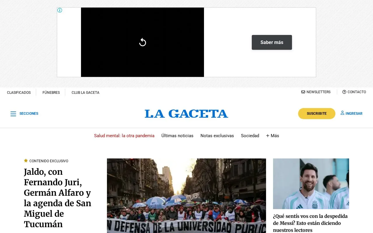 La Gaceta homepage screenshot
