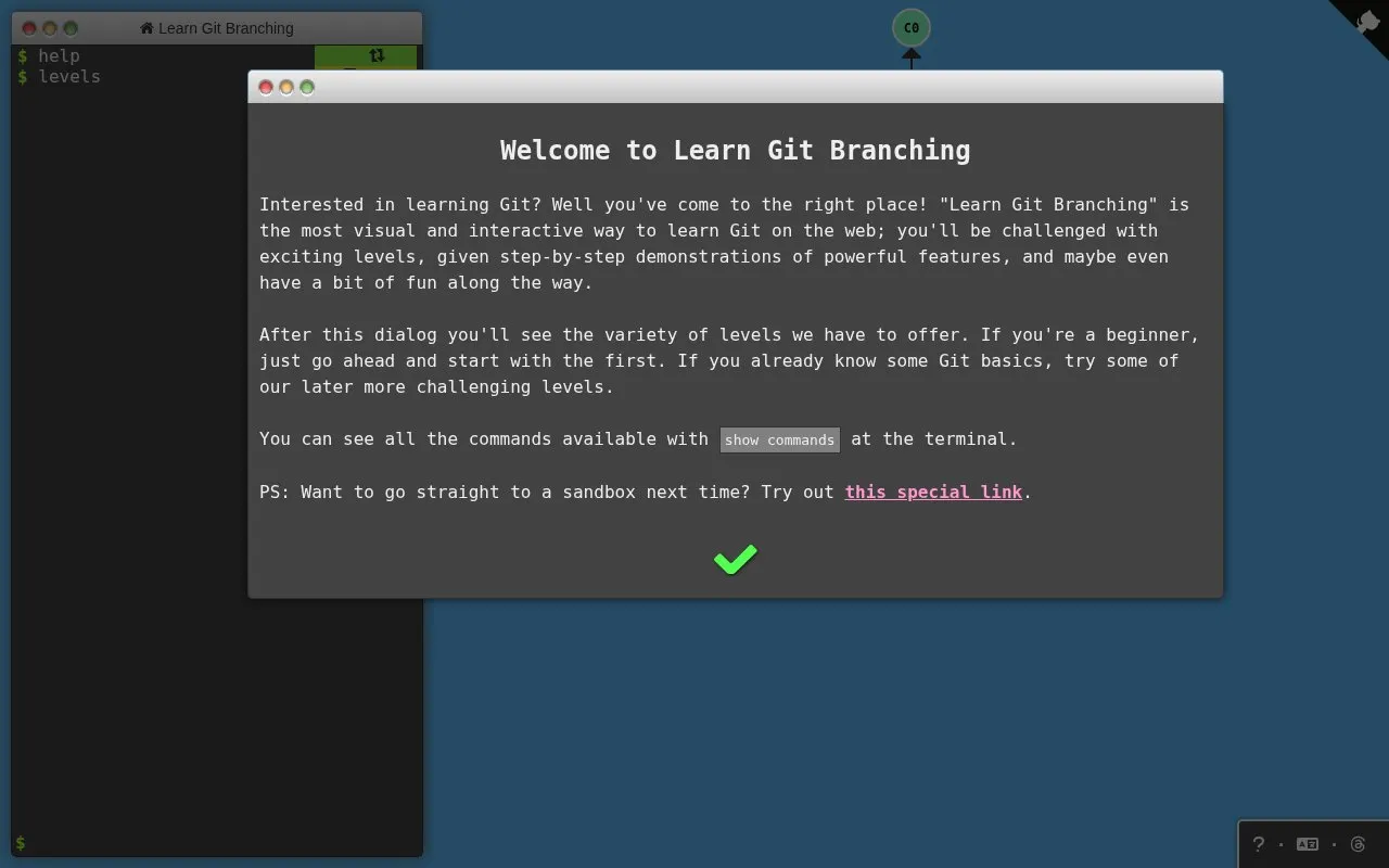 Learn Git Branching homepage screenshot