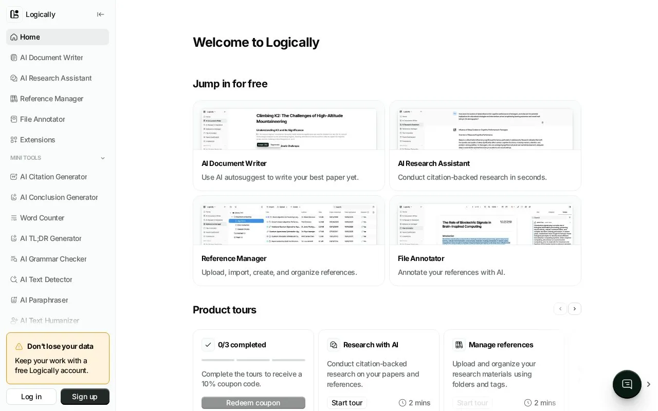Logically homepage screenshot