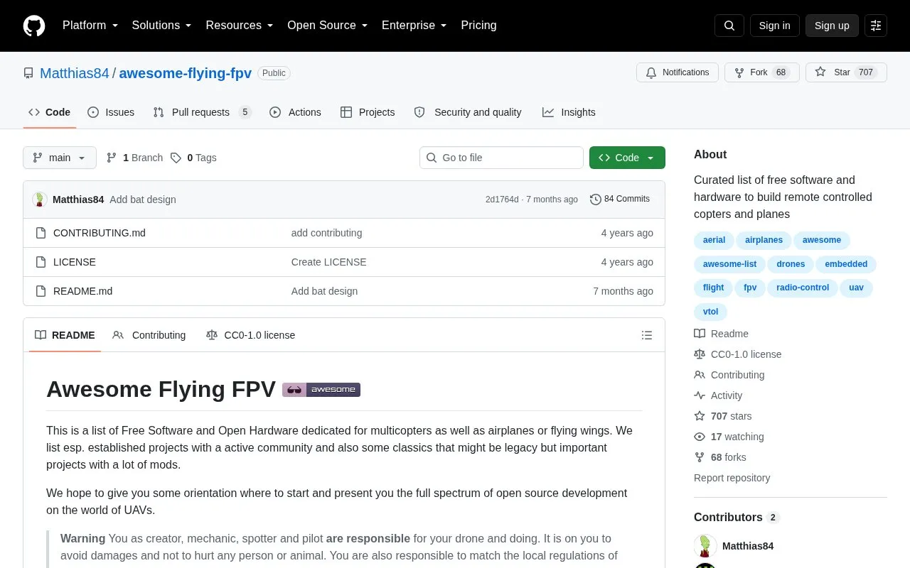 Awesome Flying FPV homepage screenshot