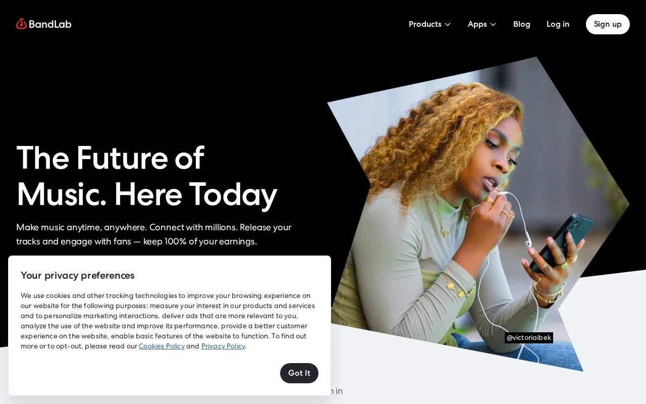 BandLab homepage screenshot
