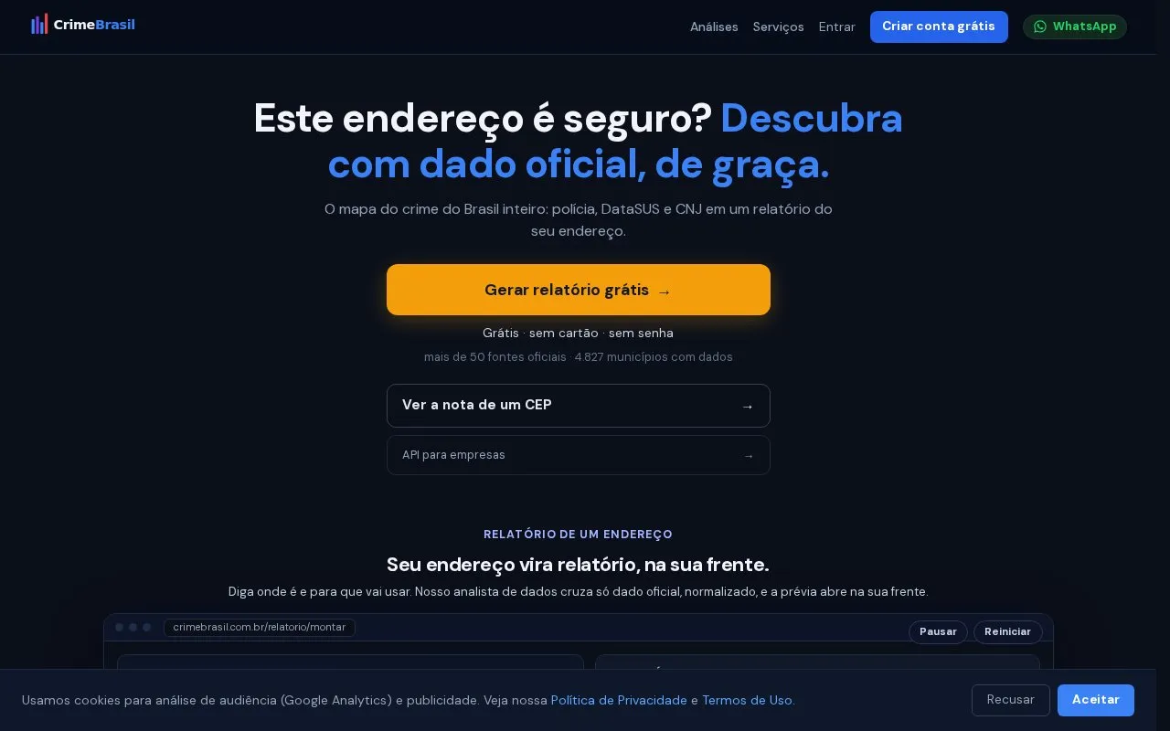 Crime Brasil homepage screenshot