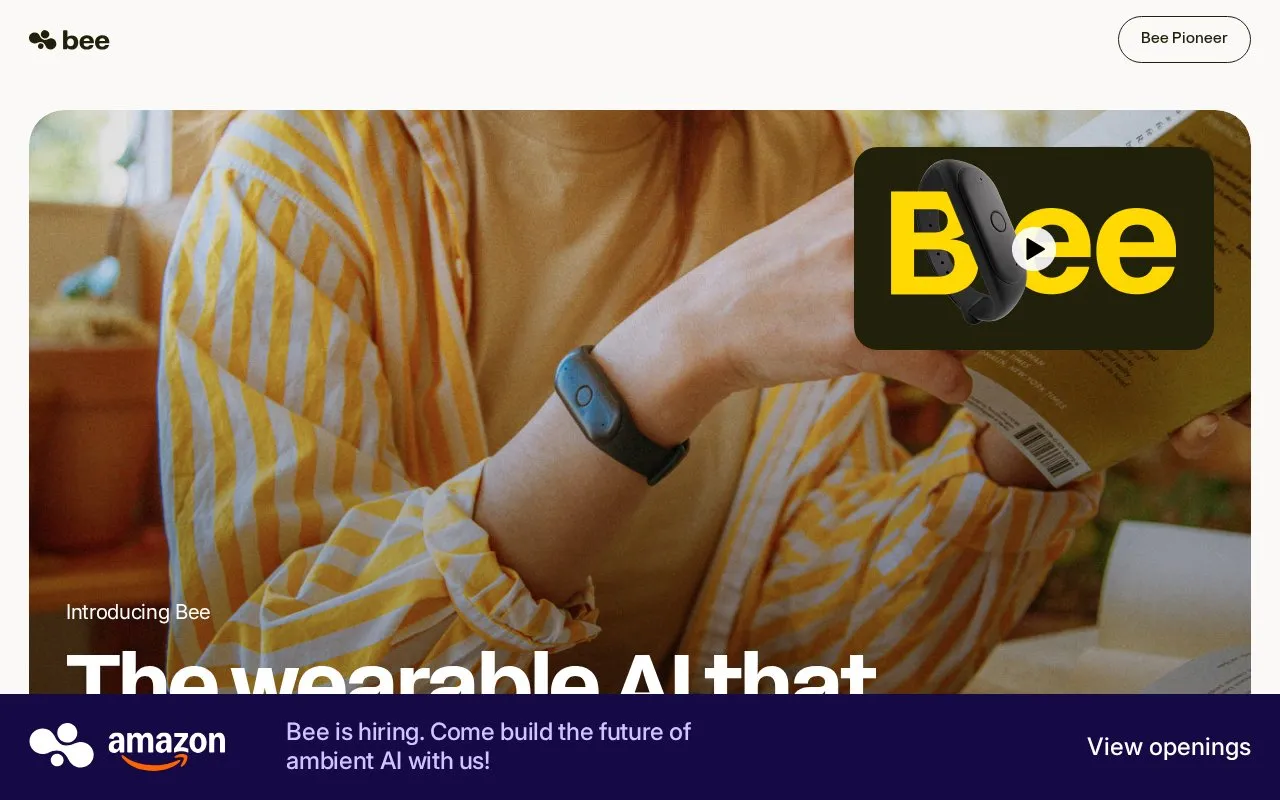 Bee homepage screenshot