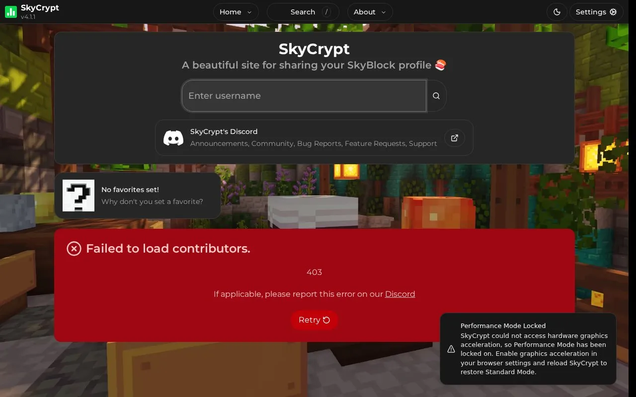 SkyCrypt homepage screenshot