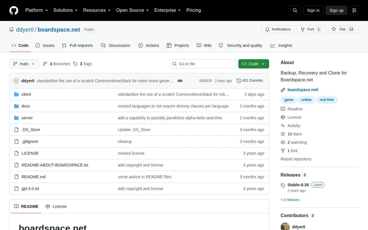Boardspace.net homepage screenshot
