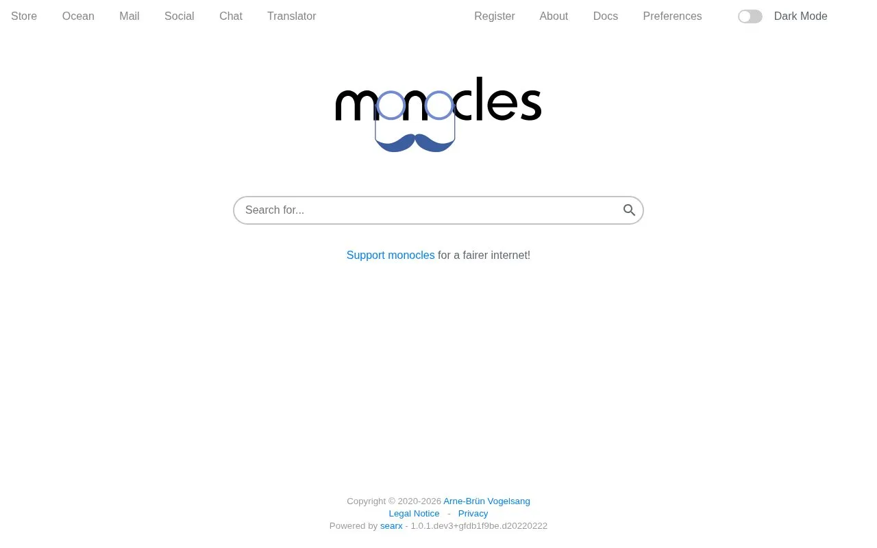 monocles homepage screenshot