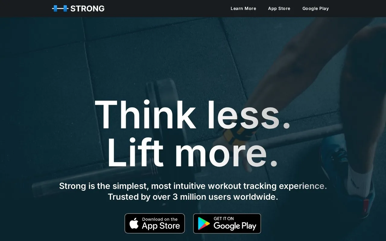 Strong App homepage screenshot
