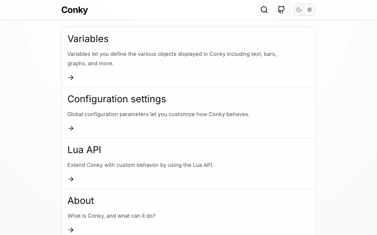 Conky homepage screenshot