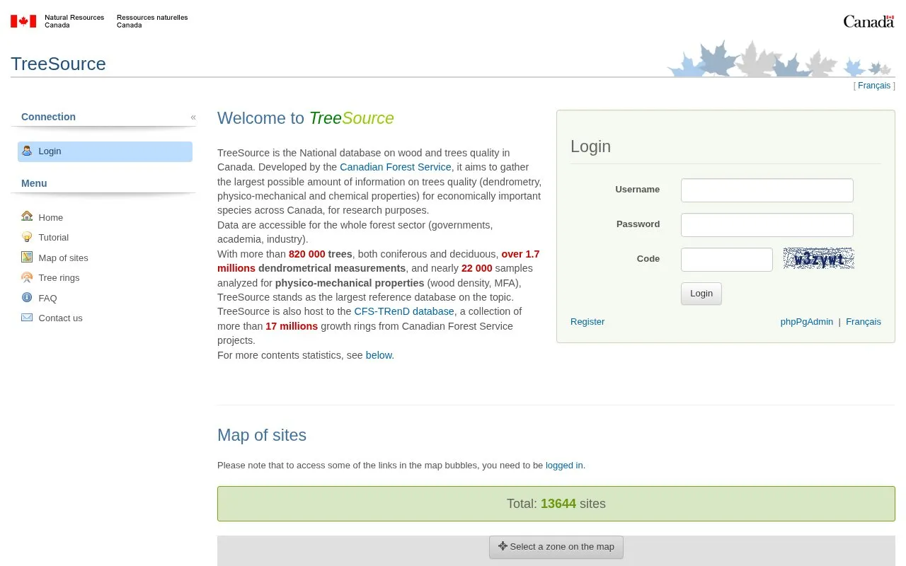 TreeSource homepage screenshot